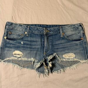 True Religion Original Joey Cut-Off Ultra Low-Rise Denim Shorts